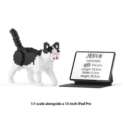 Real size of the Black and White Cat Mini 01 next to a 13-inch tablet