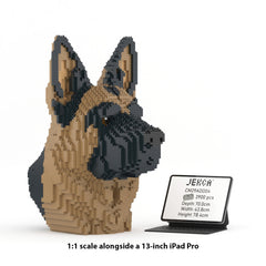 Real size of the German Shepherd Bust 01 next to a 13-inch tablet