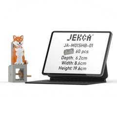 Real size of the Shiba Inu - Automata (Yellow) next to a 13-inch tablet