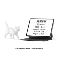 Real size of the White Cat Mini 01 next to a 13-inch tablet