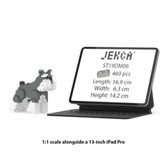 Real size of the Miniature Schnauzer 01 next to a 13-inch tablet