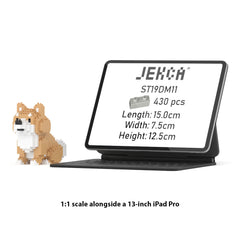 Real size of the Shiba Inu Mini 01 next to a 13-inch tablet