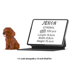 Real size of the Toy Poodle Mini 01 next to a 13-inch tablet