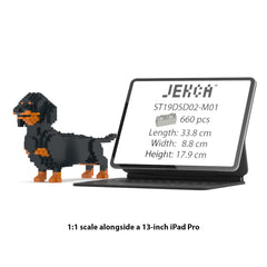 Real size of the Dachshund 02-M01 next to a 13-inch tablet