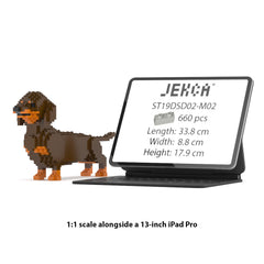 Real size of the Dachshund 02-M02 next to a 13-inch tablet