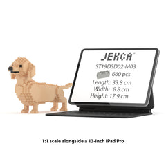 Real size of the Dachshund 02-M03 next to a 13-inch tablet