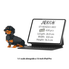Real size of the Dachshund 03-M01 next to a 13-inch tablet