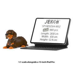 Real size of the Dachshund 04-M02 next to a 13-inch tablet