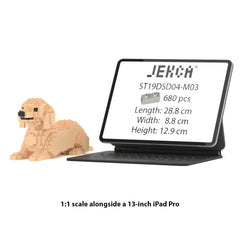 Real size of the Dachshund 04-M03 next to a 13-inch tablet