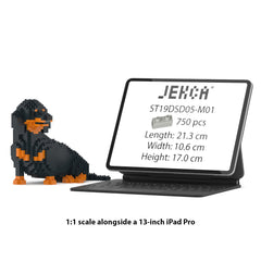 Real size of the Dachshund 05-M01 next to a 13-inch tablet