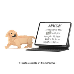 Real size of the Dachshund 06-M03 next to a 13-inch tablet