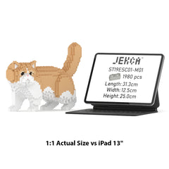 Real size of the Exotic Shorthair Cat 01S-M01 next to a 13-inch tablet