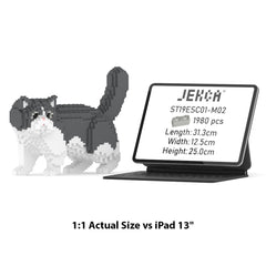 Real size of the Exotic Shorthair Cat 01S-M02 next to a 13-inch tablet