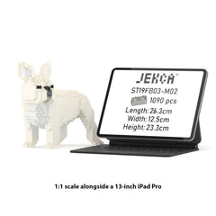 Real size of the French Bulldog 03-M02 next to a 13-inch tablet