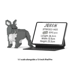 Real size of the French Bulldog 03-M05 next to a 13-inch tablet