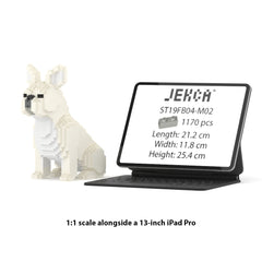 Real size of the French Bulldog 04-M02 next to a 13-inch tablet