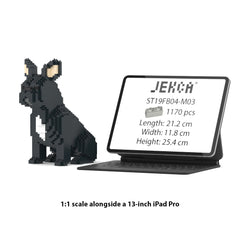 Real size of the French Bulldog 04-M03 next to a 13-inch tablet