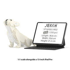 Real size of the French Bulldog 05-M02 next to a 13-inch tablet
