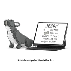Real size of the French Bulldog 05-M05 next to a 13-inch tablet