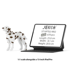 Real size of the Dalmatian 01-M02 next to a 13-inch tablet