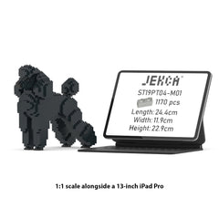 Real size of the Standard Poodle 01-M01 next to a 13-inch tablet