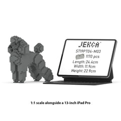 Real size of the Standard Poodle 01-M03 next to a 13-inch tablet