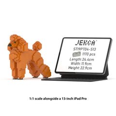 Real size of the Standard Poodle 01-S13 next to a 13-inch tablet