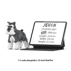 Real size of the Standard Schnauzer 01-M01 next to a 13-inch tablet