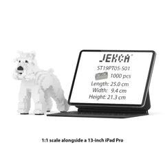 Real size of the Standard Schnauzer 01-S01 next to a 13-inch tablet