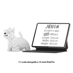 Real size of the Scottish Terrier 01-M02 next to a 13-inch tablet