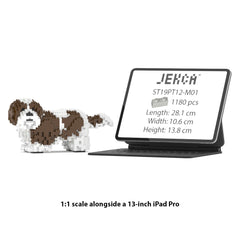 Real size of the Shih Tzu 01-M01 next to a 13-inch tablet