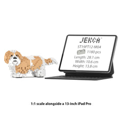 Real size of the Shih Tzu 01-M04 next to a 13-inch tablet