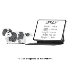 Real size of the Shih Tzu 01-M05 next to a 13-inch tablet