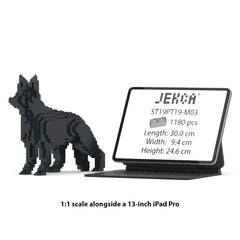 Real size of the German Shepherd 01-M03 next to a 13-inch tablet