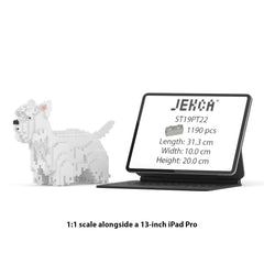 Real size of the West Highland White Terrier 01 next to a 13-inch tablet