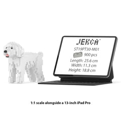 Real size of the Toy Poodle 01-M01 next to a 13-inch tablet