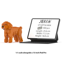 Real size of the Toy Poodle 01-M04 next to a 13-inch tablet