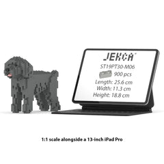 Real size of the Toy Poodle 01-M06 next to a 13-inch tablet