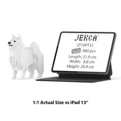 Real size of the Japanese Spitz 01 next to a 13-inch tablet