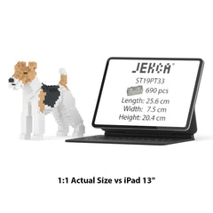 Real size of the Wire-haired Fox Terrier 01 next to a 13-inch tablet