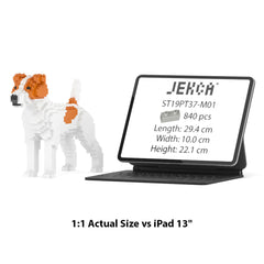 Real size of the Jack Russell Terrier 01-M01 next to a 13-inch tablet