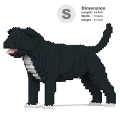 Real size of the Staffordshire Bull Terrier 01-M02 next to a 13-inch tablet