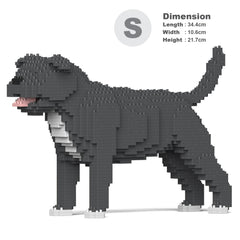 Real size of the Staffordshire Bull Terrier 01-M04 next to a 13-inch tablet