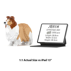 Real size of the Shetland Sheepdog 02-M01 next to a 13-inch tablet