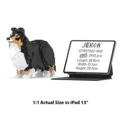 Real size of the Shetland Sheepdog 02-M02 next to a 13-inch tablet