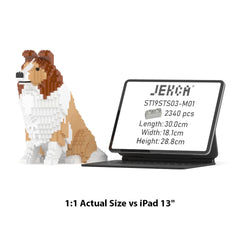 Real size of the Shetland Sheepdog 03-M01 next to a 13-inch tablet