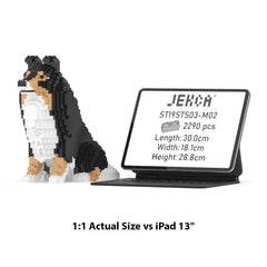 Real size of the Shetland Sheepdog 03-M02 next to a 13-inch tablet