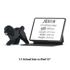 Real size of the Toy Poodle 02-M02 next to a 13-inch tablet