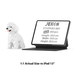Real size of the Toy Poodle 03-M01 next to a 13-inch tablet