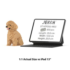 Real size of the Toy Poodle 03-M03 next to a 13-inch tablet